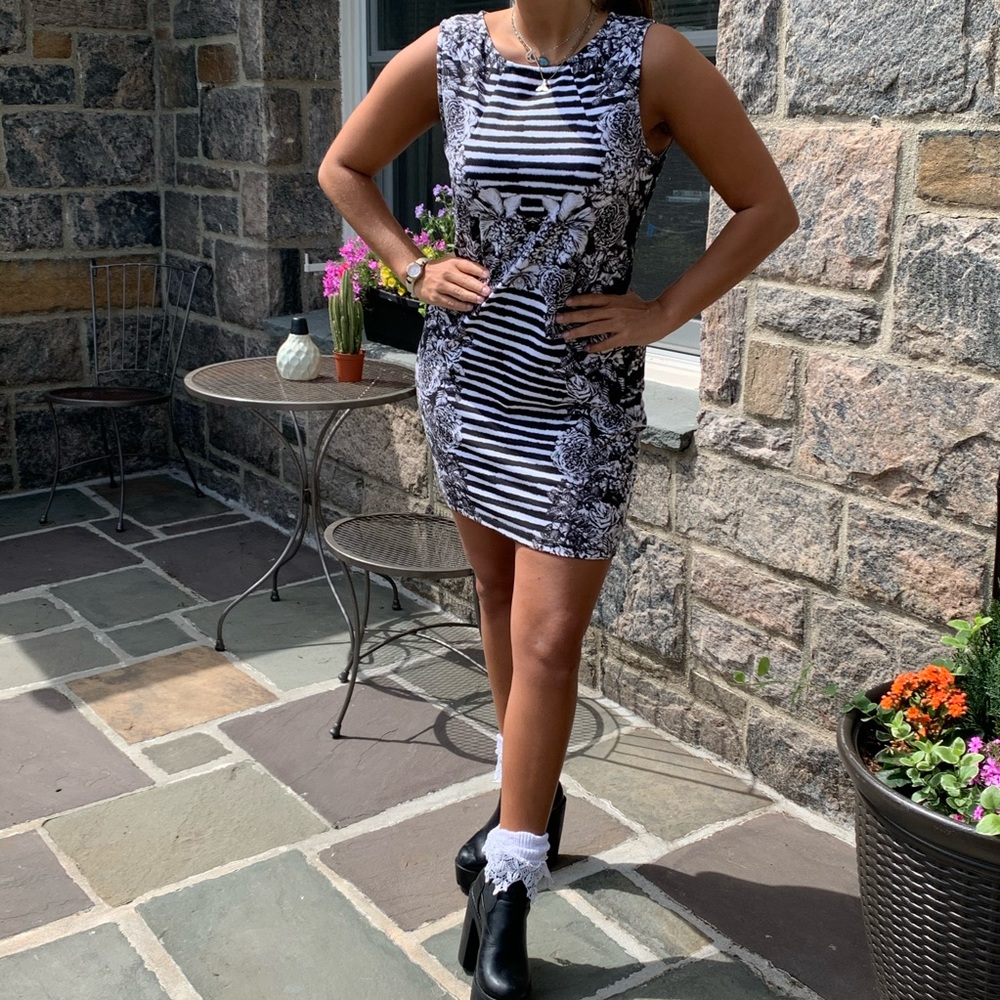Modern striped patterned sun dress